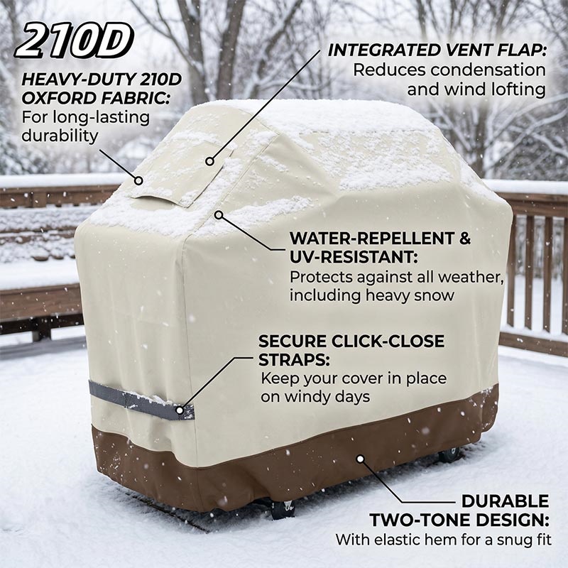 Outdoor Furniture Fabric Waterproof - 210D BBQ Beige Grillabdeckung für Gasgrills