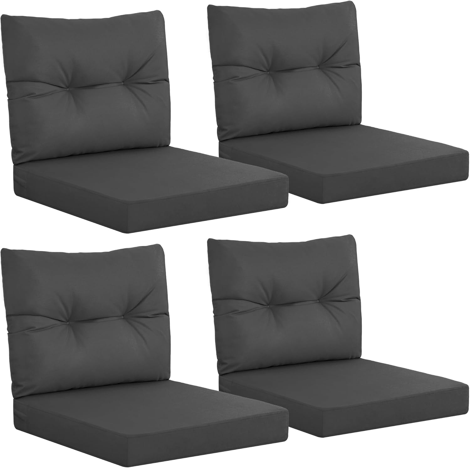 Outdoor Furniture Cushions 24 X 24 - Outdoor-Terrassenmöbel, dunkelgraues Kissenset, 4-teilig, wasserdicht, lichtbeständig,