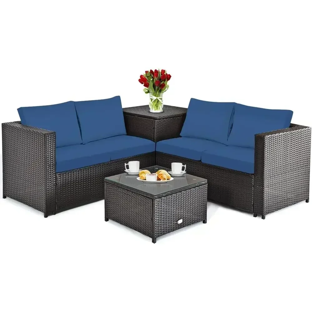 Outdoor Furniture Loveseat - Wetterfestes 4-teiliges Terrassenmöbel-Set mit 2 Zweisitzern,