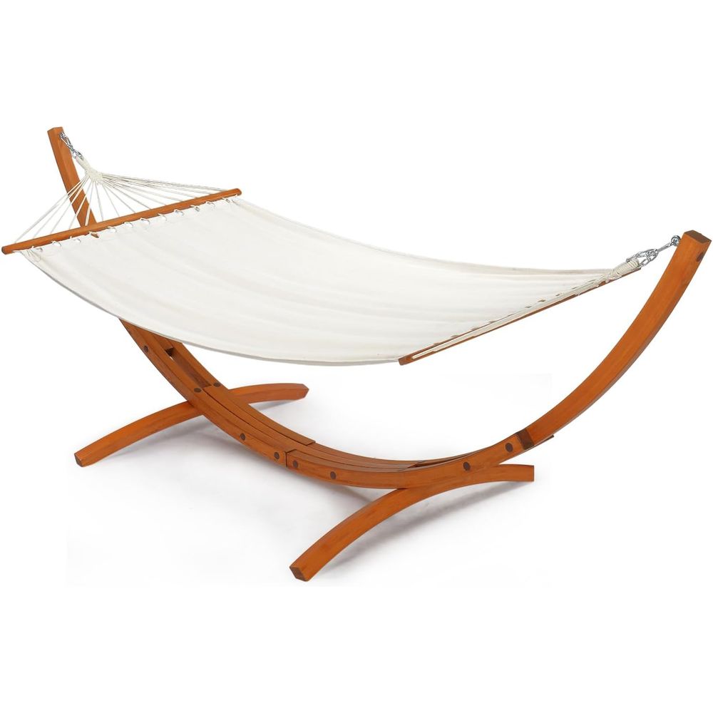 Hammock With Stand - Doppel-Hängematten-Set mit gebogenem Hartholzgestell - 10,5