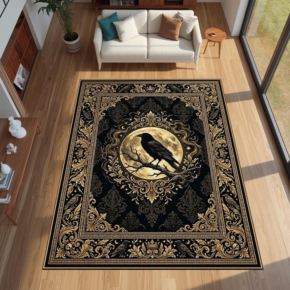 Outdoor Furniture For Cafe - Gothic Golden Raven Full Moon Print
