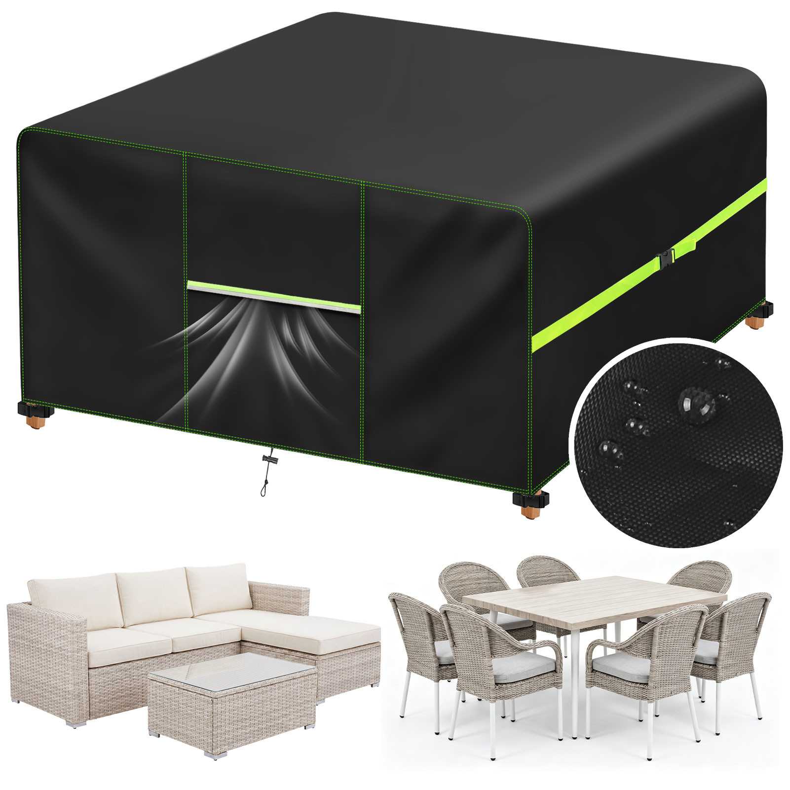 Outdoor Furniture Fabric Waterproof - Gartenmöbel-Abdeckung mit Lüftungsöffnung, wasserdicht, für Terrasse,