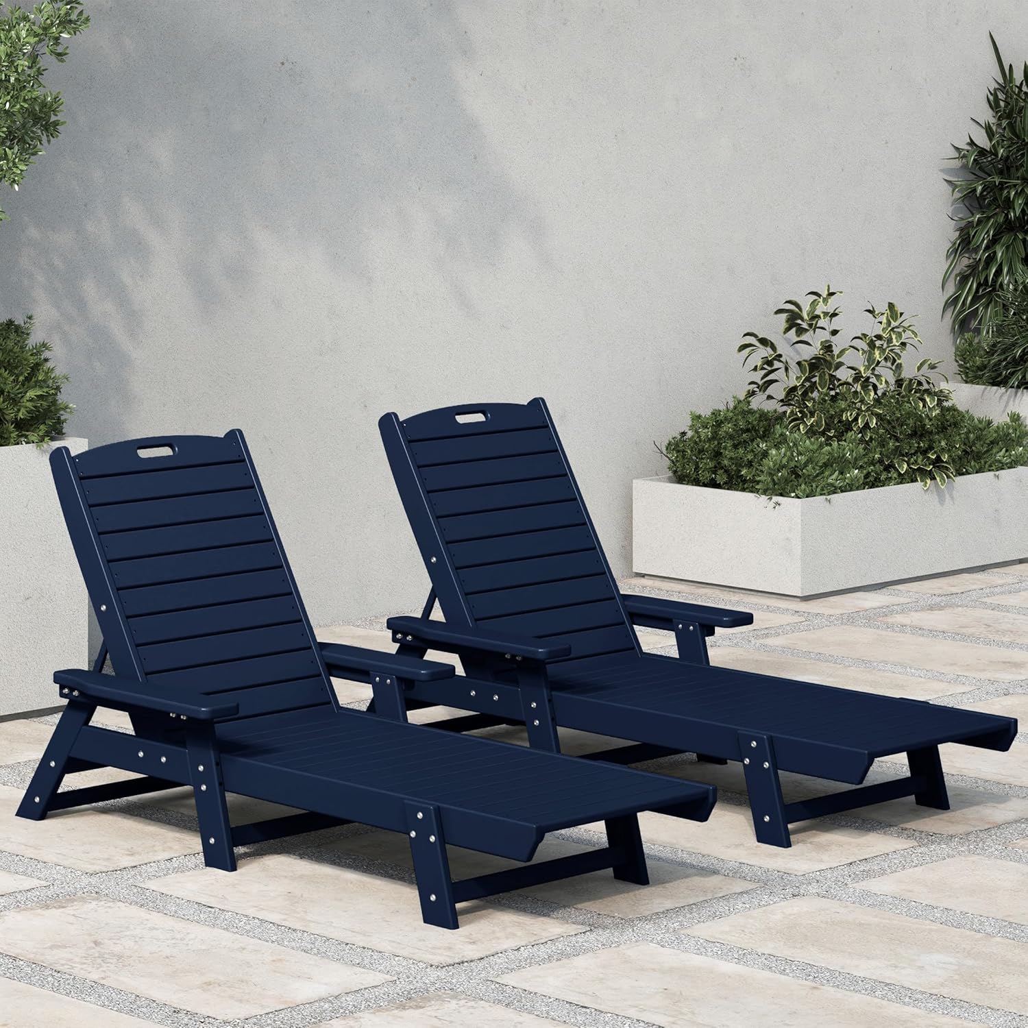 Outdoor Furniture Recliner Set - Malibu Poly-Liegestuhl (2er-Set) Marineblau, individuell gestaltet