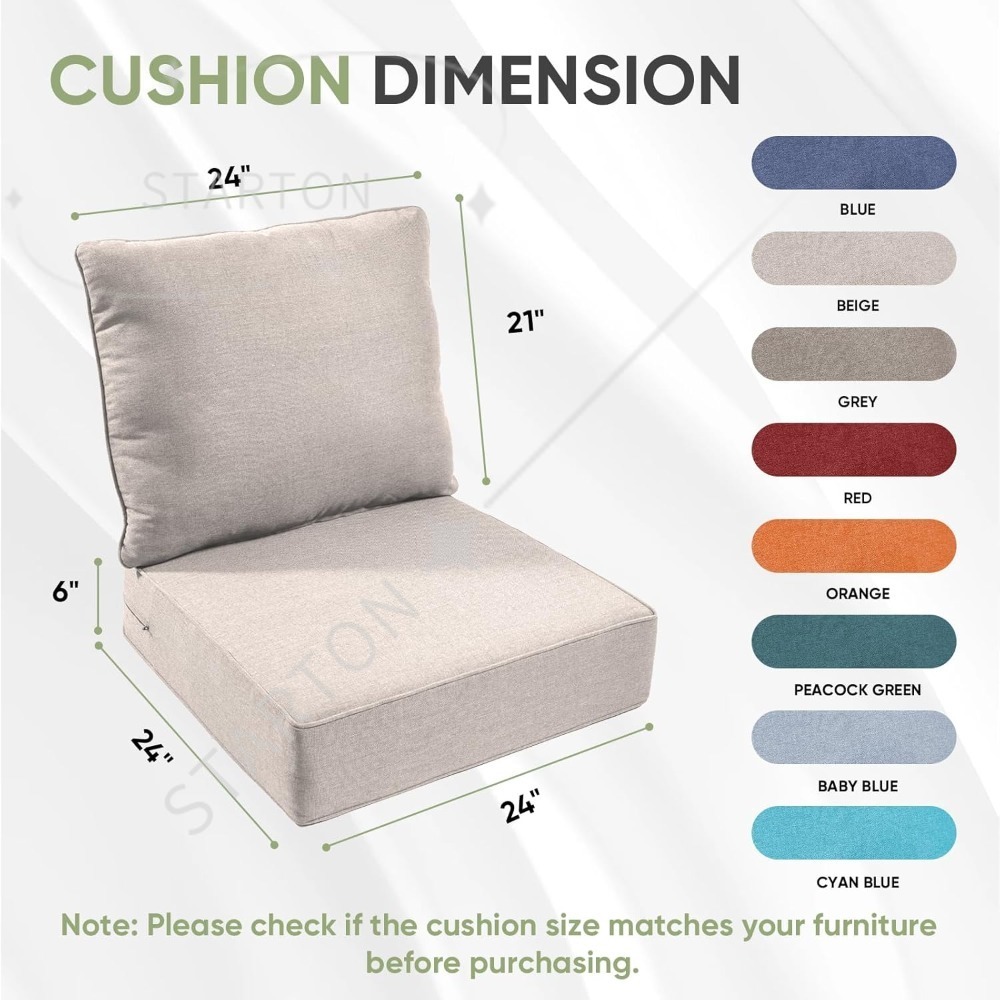 Outdoor Furniture Cushions 24 X 24 - Stuhlkissen für den Außenbereich, 3er-Set, wasserdichtes