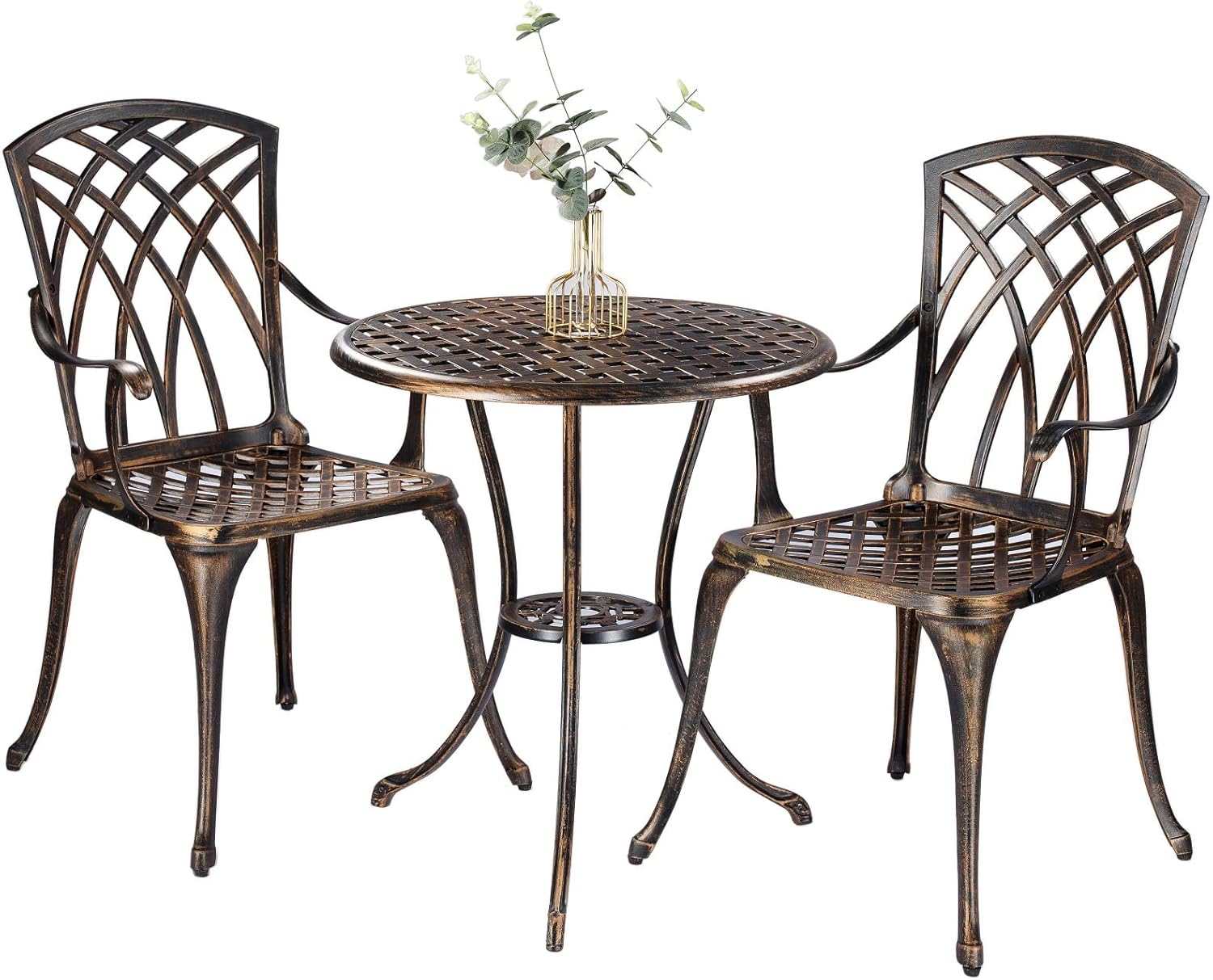 Outdoor Furniture Sofa - Bronzefarbenes, rostbeständiges 3-teiliges Bistro-Set aus Aluminiumguss
