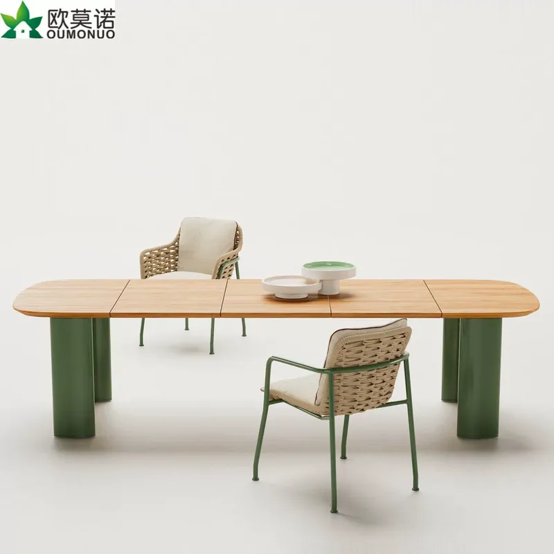 Outdoor Furniture For Cafe - Nordisches Rattan Outdoor-Esstisch-Stuhl-Set für Ferienhäuser, Villen,
