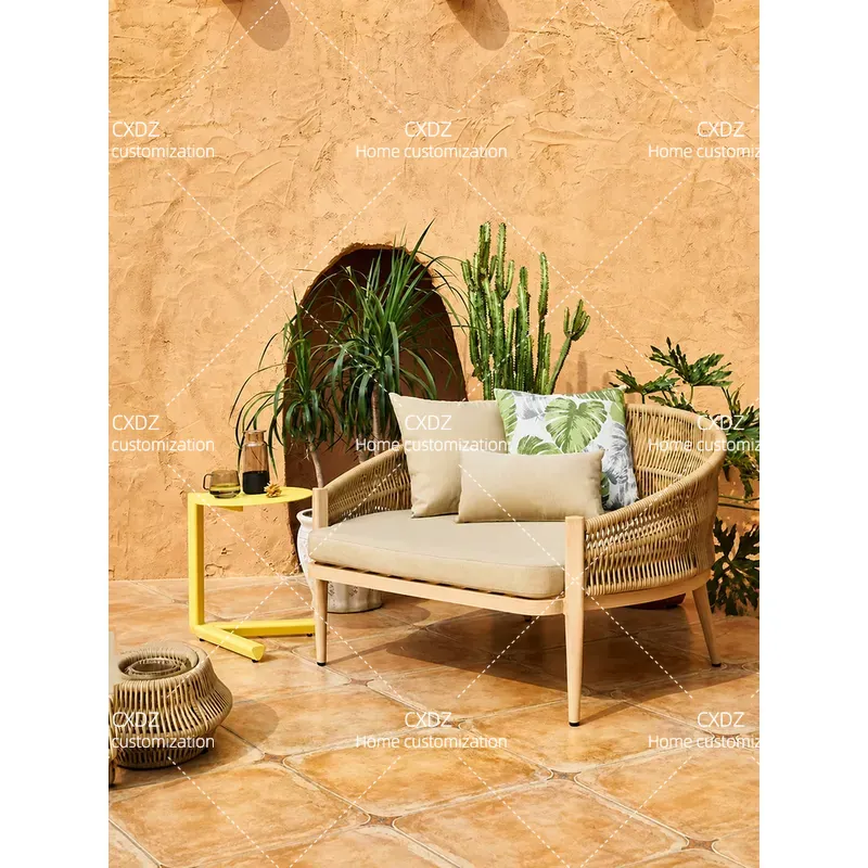 Outdoor Furniture Recliner Set - Outdoor-Rattan-Stuhl- und Sofa-Set mit kleinem Tisch,
