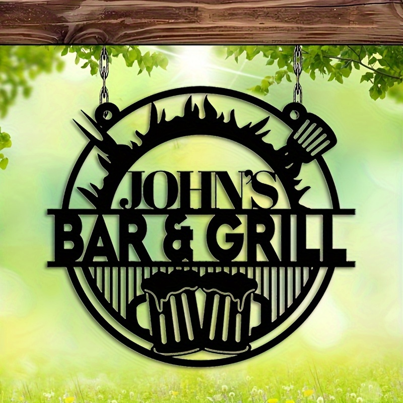 Outdoor Furniture Metal - Anpassbare Schmiedeeisen-Schilder - Personalisierter Text, Outdoor-Grillrestaurant-Dekoration,