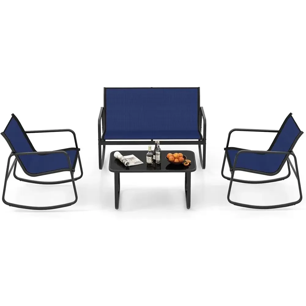 Outdoor Furniture Loveseat - 4-teiliges Outdoor-Schaukelmöbel-Set: 2 Stühle, Loveseat und