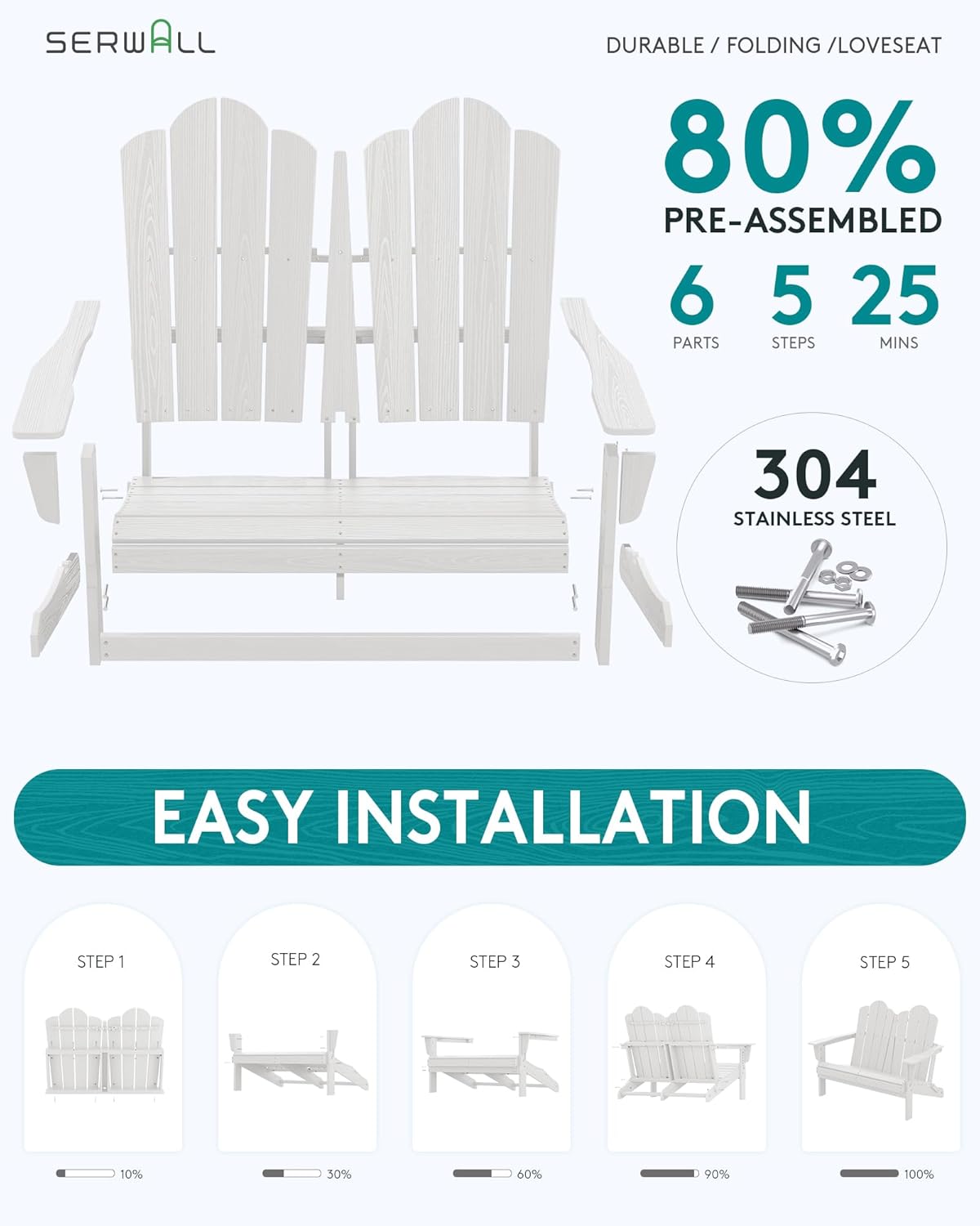 HDPE Allwetter-Klappbare Adiro – Outdoor Furniture Loveseat Bewertung und Preis