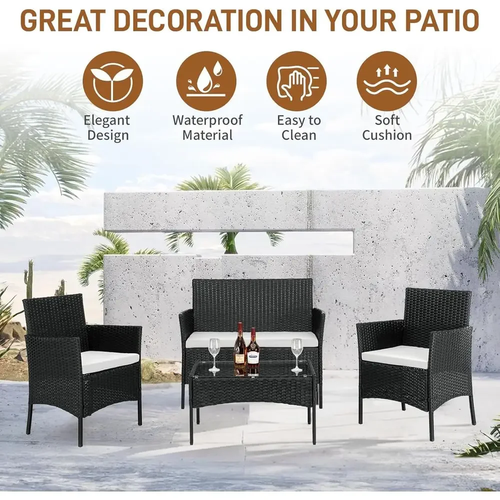4-teiliges Outdoor-Gartenmöbel – Outdoor Furniture Loveseat Bewertung und Preis