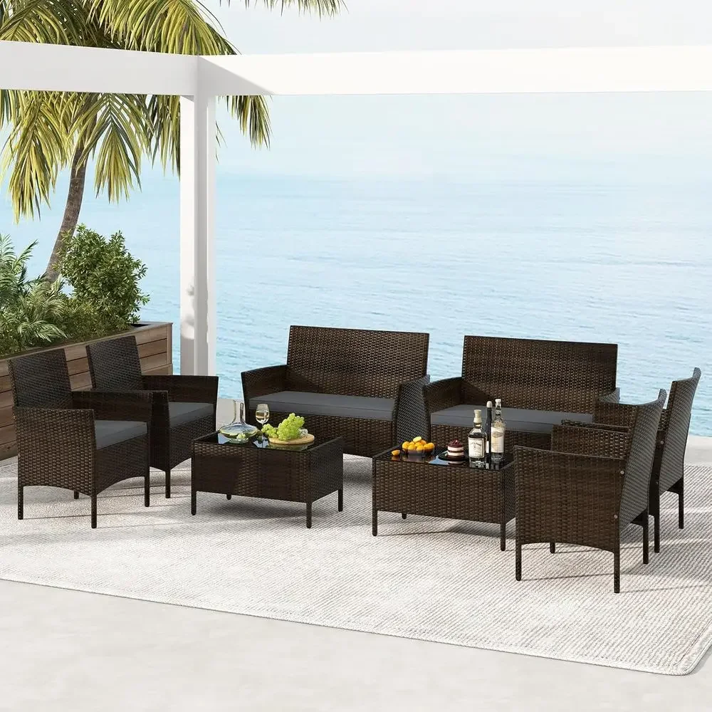 8-teiliges Outdoor-Rattan-Gart – Outdoor Furniture Loveseat Bewertung und Preis