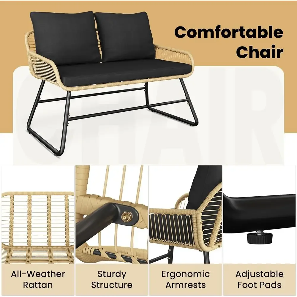 4-teiliges Outdoor-Rattan-Gart – Outdoor Furniture Loveseat Bewertung und Preis