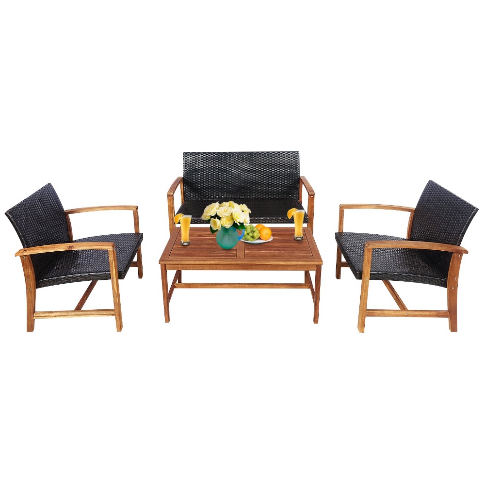 4-teiliges Outdoor-Rattan-Möbe – Outdoor Furniture Loveseat Bewertung und Preis