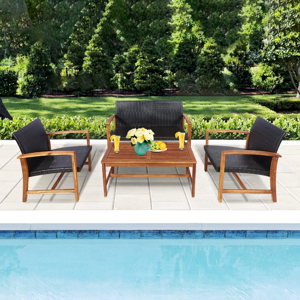 4-teiliges Outdoor-Rattan-Möbe – Outdoor Furniture Loveseat Bewertung und Preis
