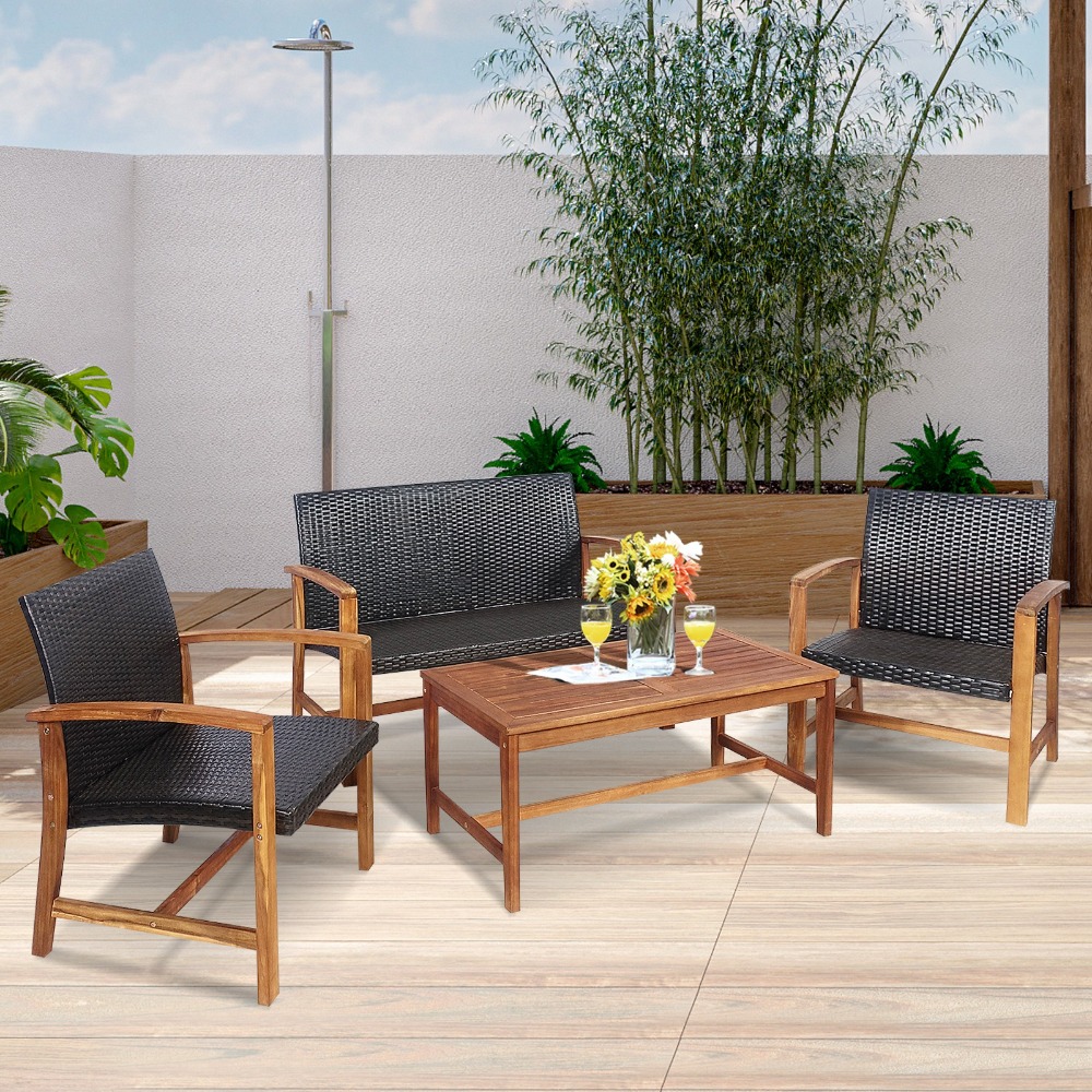 4-teiliges Outdoor-Rattan-Möbe – Outdoor Furniture Loveseat Bewertung und Preis