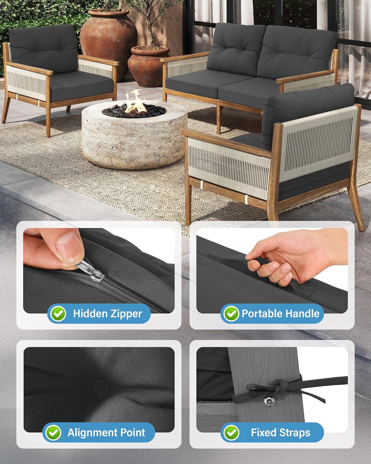 Outdoor-Terrassenmöbel, dunkel – Outdoor Furniture Cushions 24 X 24 Bewertung und Preis