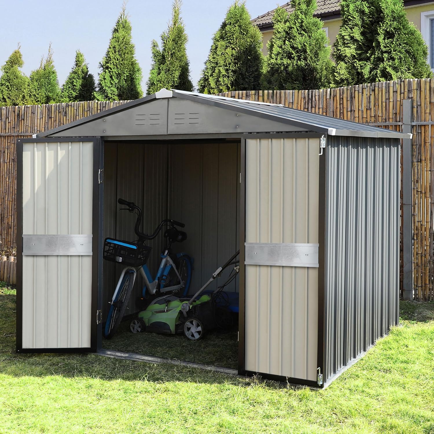 10' x 10' Gartenhaus mit Doppe – Outdoor Furniture Metal Bewertung und Preis