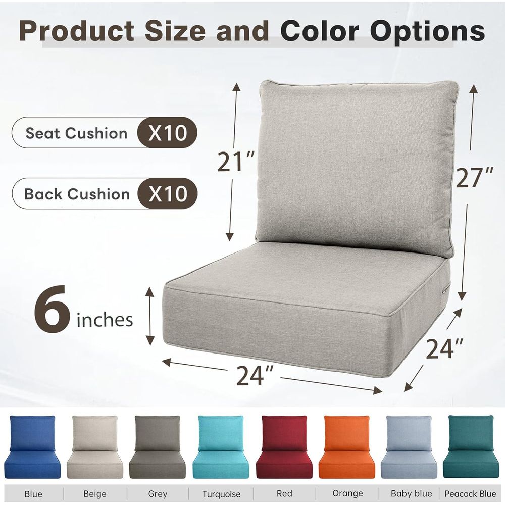 6-teiliges Set dicker Outdoor- – Outdoor Furniture Cushions 24 X 24 Bewertung und Preis
