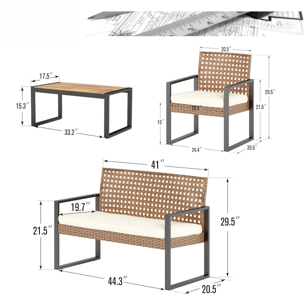 Terrassen-Rattanmöbel-Set für  – Outdoor Furniture Loveseat Bewertung und Preis