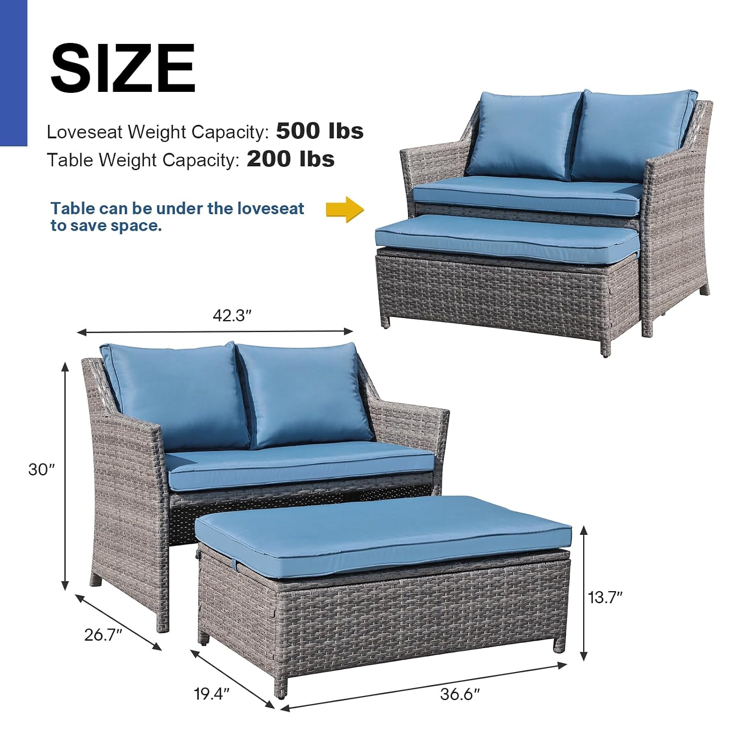 Geflechtsofa für die Terrasse  – Outdoor Furniture Loveseat Bewertung und Preis