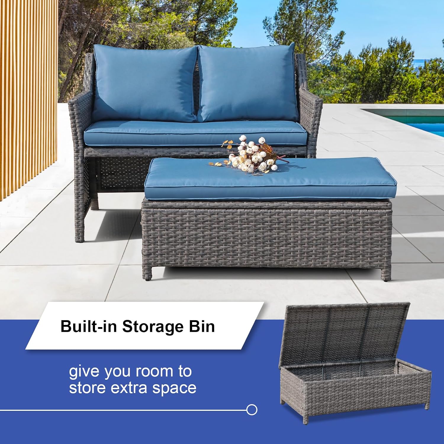 Geflechtsofa für die Terrasse  – Outdoor Furniture Loveseat Bewertung und Preis
