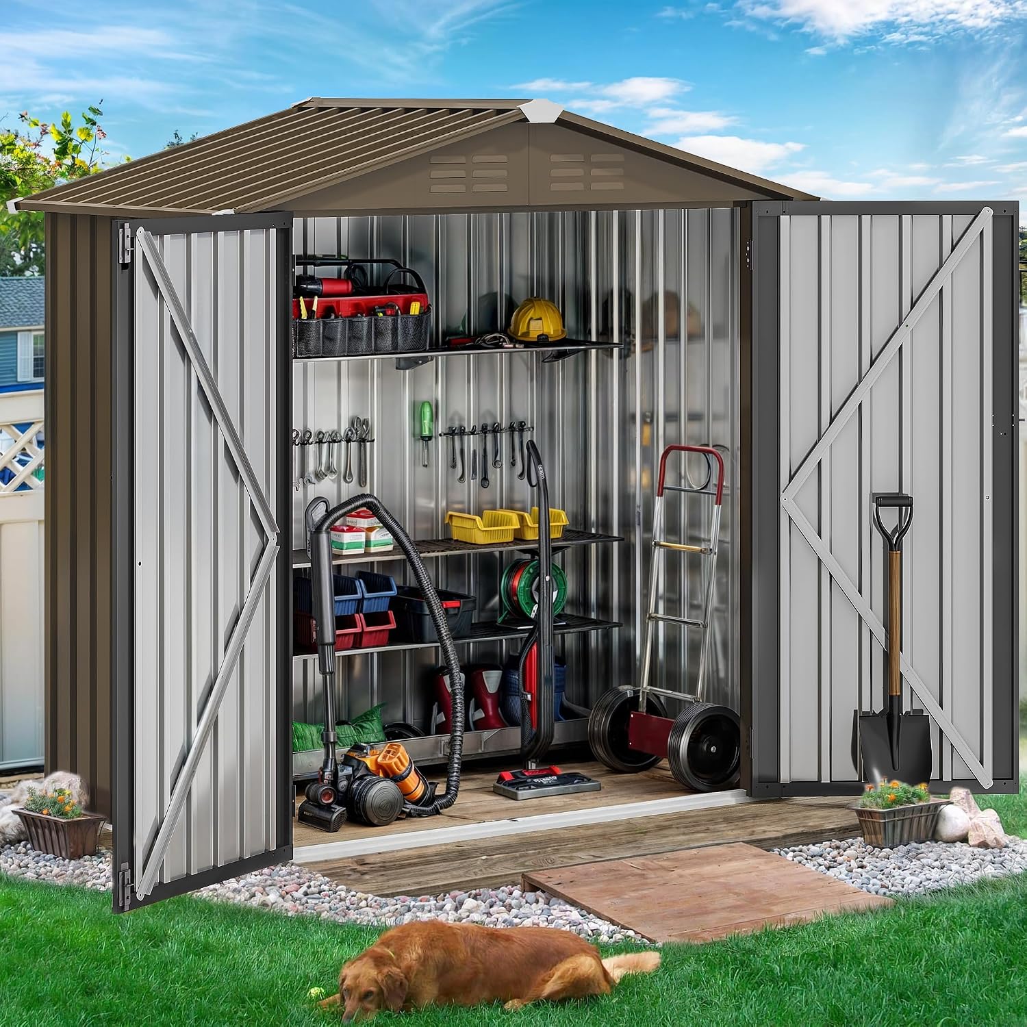 6x4ft Metall-Gartenhaus, wasse – Outdoor Furniture Metal Bewertung und Preis