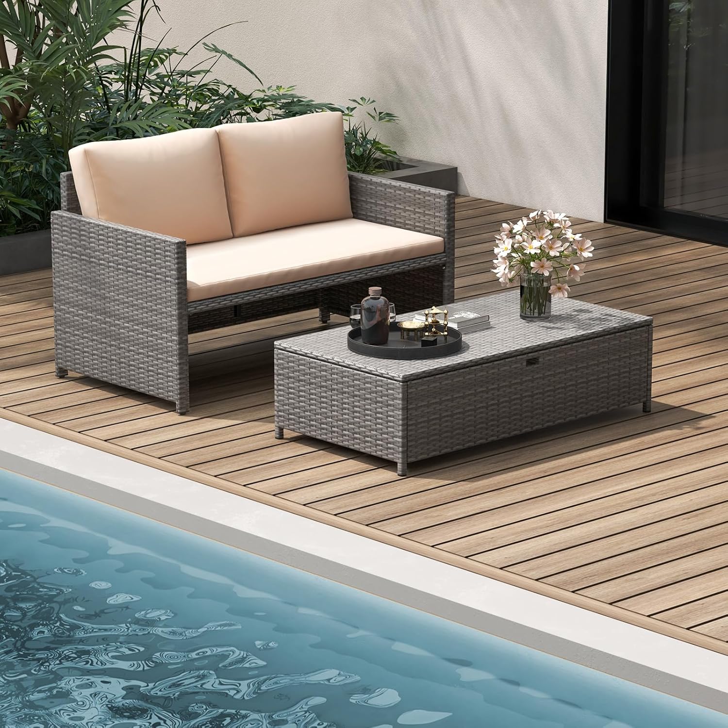 Geflochtenes Garten-Tagesbett  – Outdoor Furniture Loveseat Bewertung und Preis