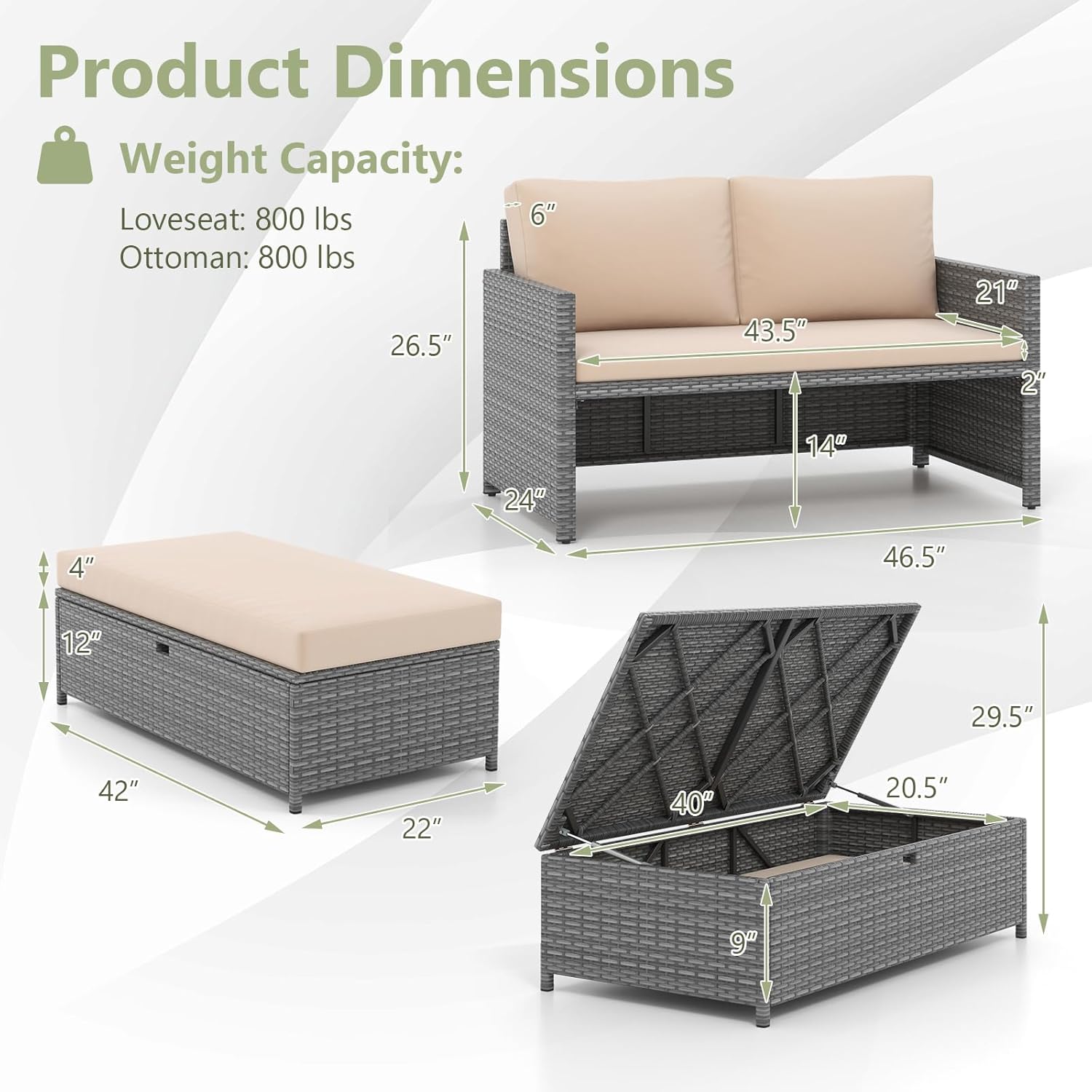 Geflochtenes Garten-Tagesbett  – Outdoor Furniture Loveseat Bewertung und Preis