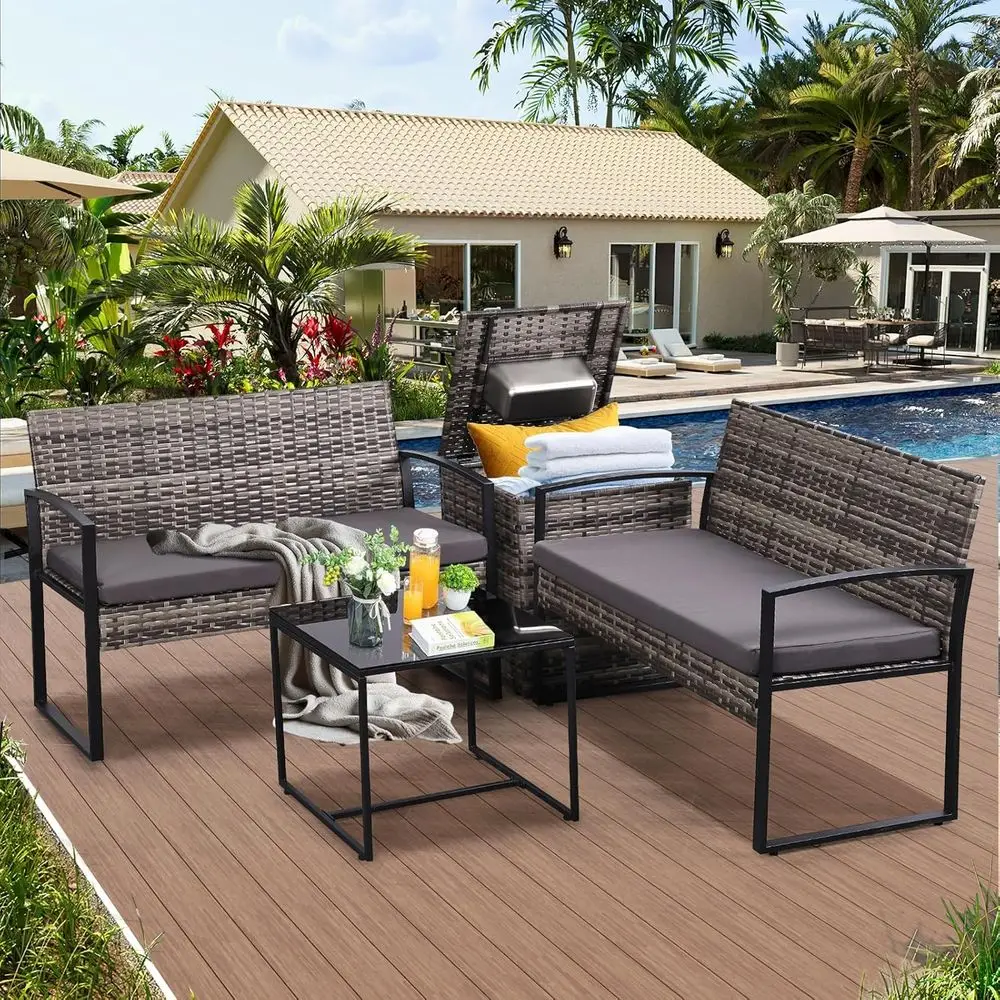 4-teiliges Gartenmöbel-Set mit – Outdoor Furniture Loveseat Bewertung und Preis