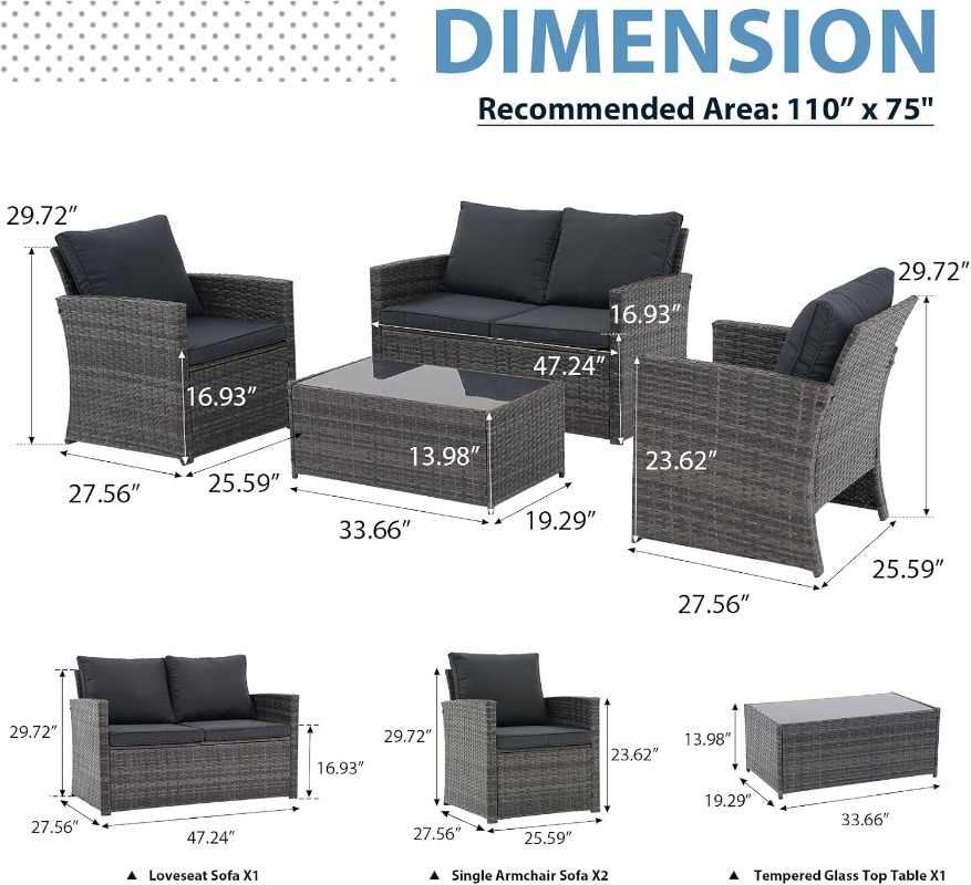 JOIVI Outdoor-Gartenmöbel-Set, – Outdoor Furniture Loveseat Bewertung und Preis