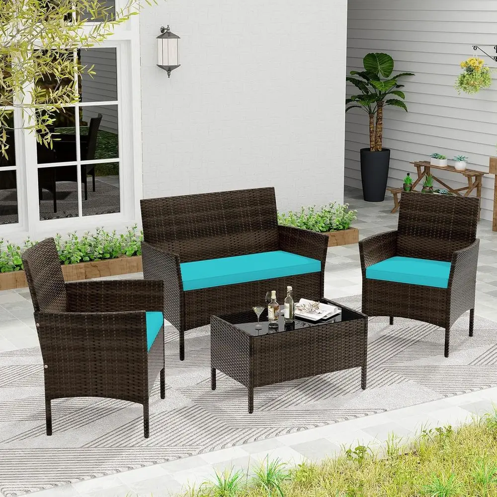 Türkises 4-teiliges Gartenmöbe – Outdoor Furniture Loveseat Bewertung und Preis