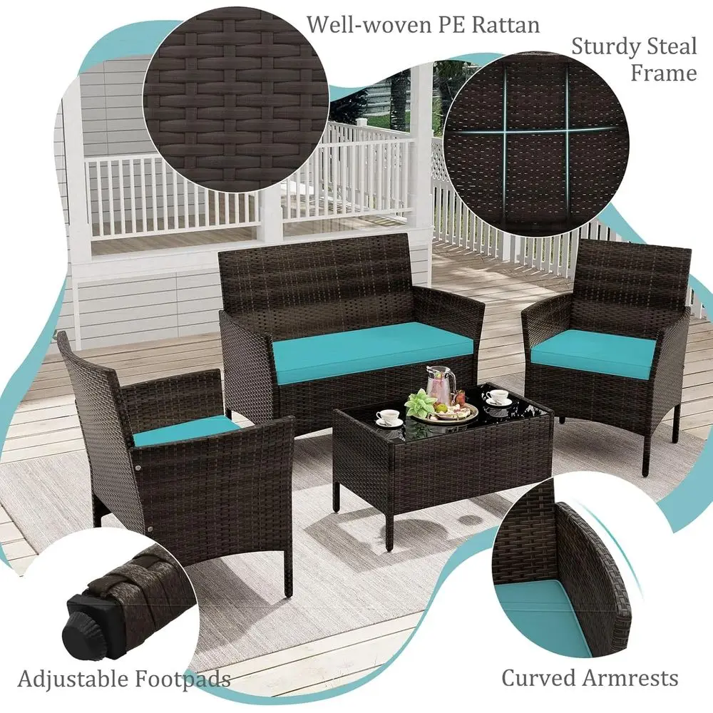 Türkises 4-teiliges Gartenmöbe – Outdoor Furniture Loveseat Bewertung und Preis
